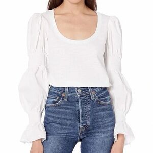 NWOT Cinq à Sept White Puff Sleeve Blouse